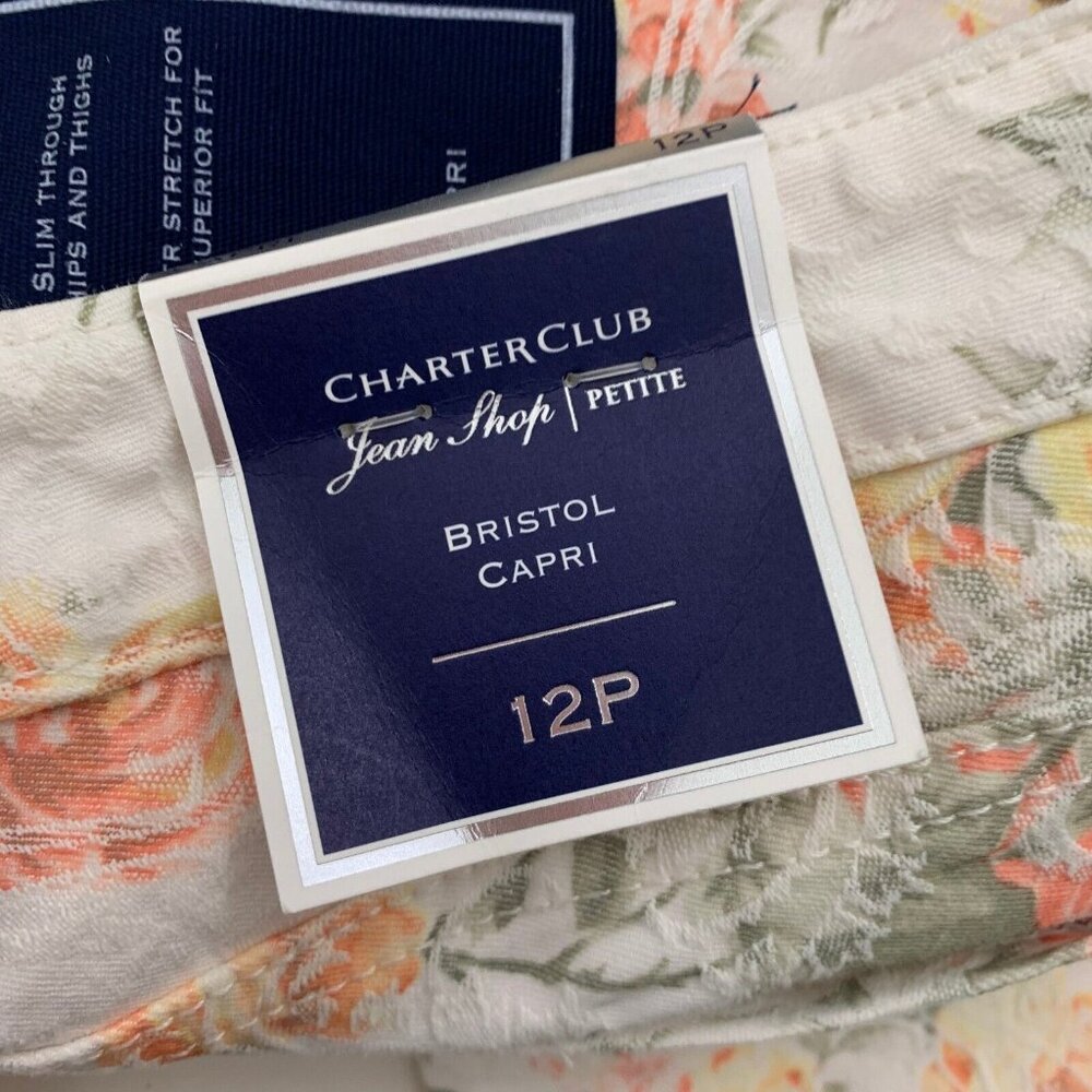 Charter Club Bristol Capri Size 12P Floral Stretch Pants Cropped Pockets NEW - Picture 3 of 6